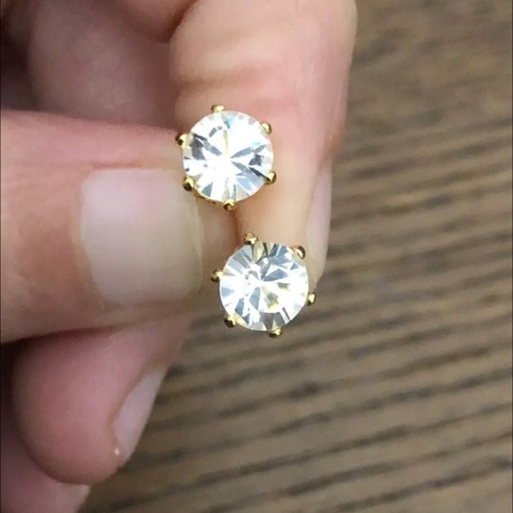 18k GP Cubic zirconia solitaire earrings